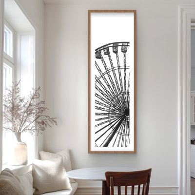 Grande roue monochrome - reproduction encadrée avec passe-partout pour la décoration intérieure