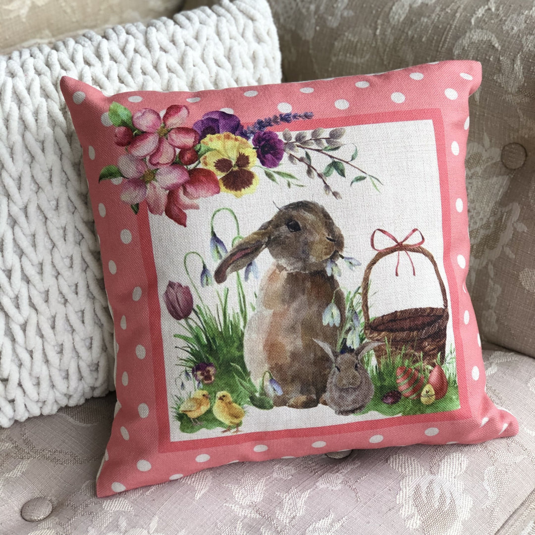  Easter Bunny Throw Pillow Golden Hill Studio