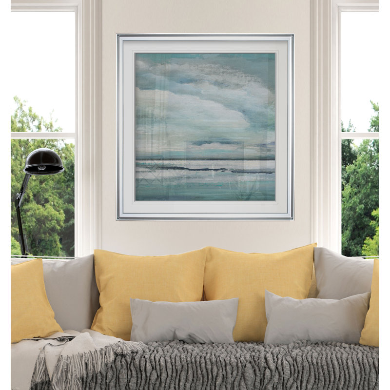«Cascadia I», reproduction de peinture à l'huile, H 17,5 po x l 17,5 po x P 1,5 po, Cadre argenté