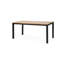Table de salle à manger moderne avec structure en bois et revêtement en poudre, hauteur 75 cm, profondeur 175 cm, largeur 89 cm, style classique, résistante aux intempéries, plateau noir uni, aspect déchiré.