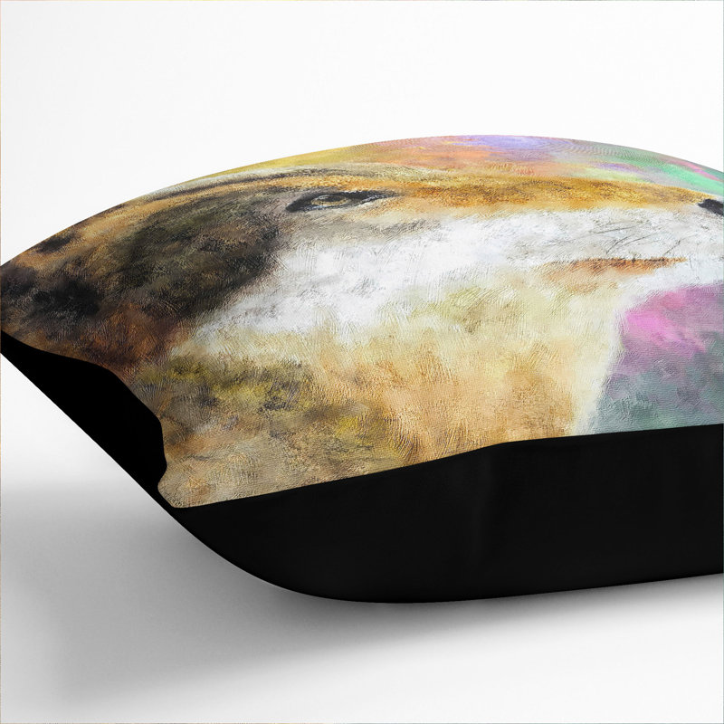 Abstract Wolf Vol.1 Square Throw Cushion, 55cm H x 55cm W x 20cm D, Black