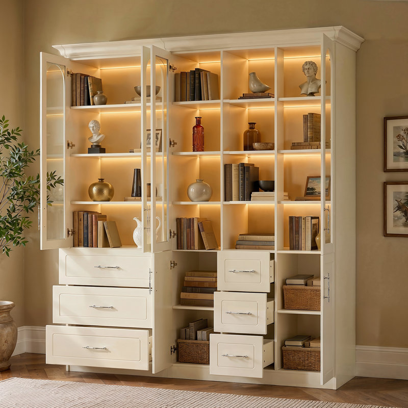 92.5'' H 2-Piece Bookcase With Open Shelves