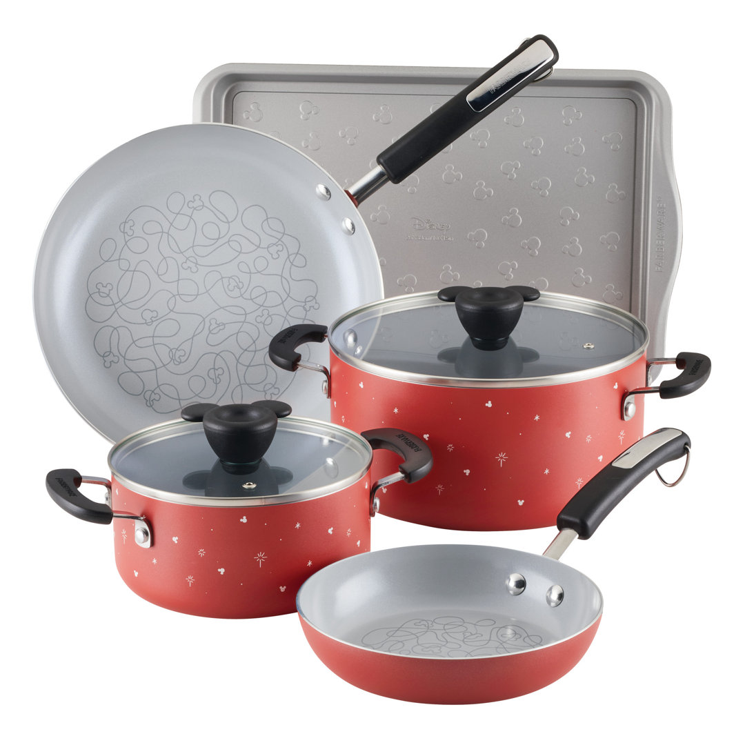 Farberware Disney Bon Voyage Nonstick Cookware Pots And Pans Set With Baking Pan, 7 Piece Farberware 