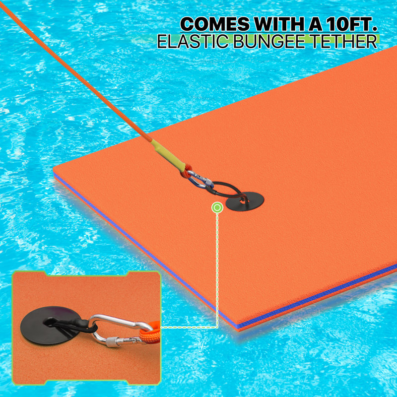 Orange 7' x 3' Tear-Resistant XPE Foam Floating Mat