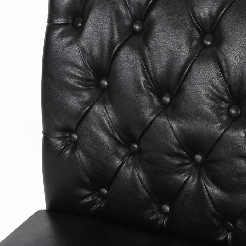 Chaise rembourrée touffetée, Noir