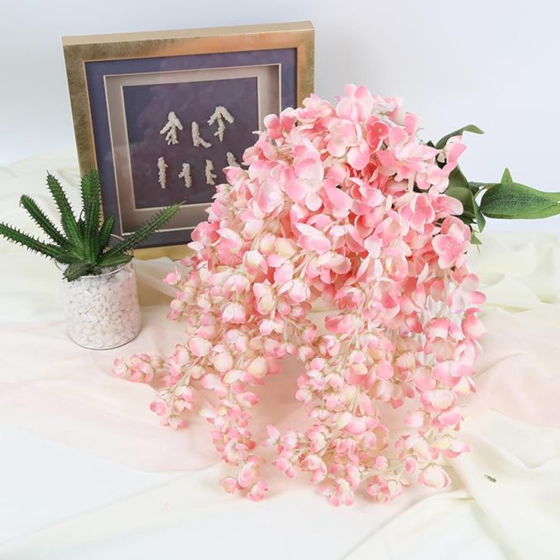 Faux fleurs de glycine artificielles suspendues, Rose