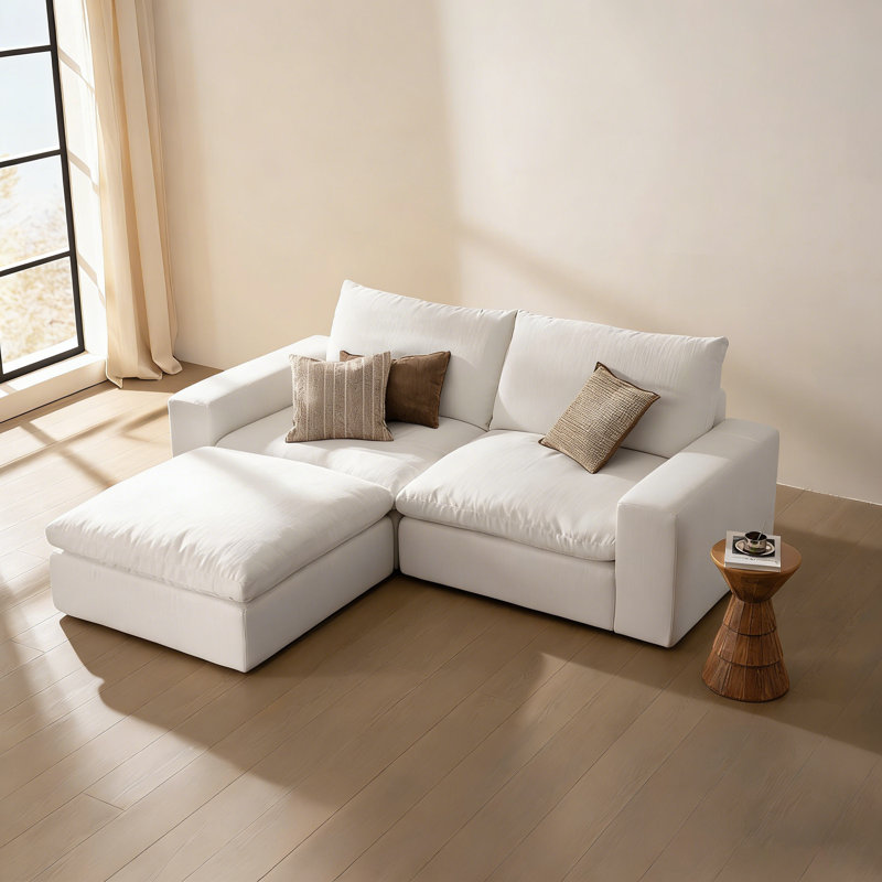 81" Oversized Cloud Loveseat Sofa with Storage Ottoman, Comfy Wide & Deep Seat Modular Couch for Small Spaces