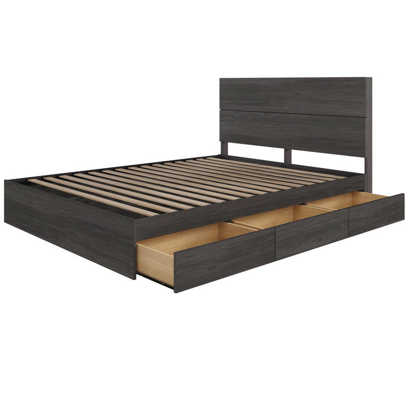 Lit plateforme simple avec rangement Bridwell