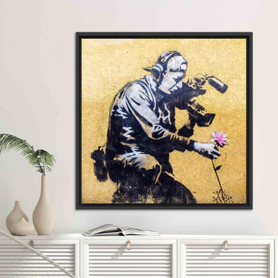 «Banksy Graffiti Style», peinture 3D - caméraman abstrait et fleur