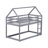 Twin over Twin Rubber Wood Bunk Bed with Ladder & Guardrails – Grey House-Shaped Low Floor Kids Bunk Bed-121600452
