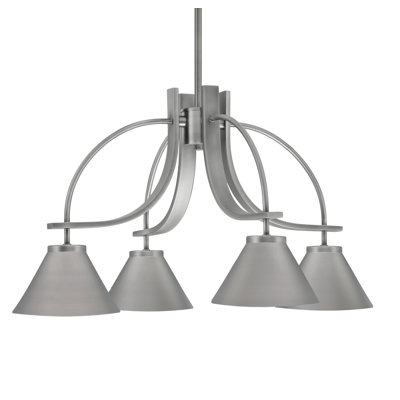 Cavella Light, Downlight Chandelier Shown With 7" Cone Metal Shades