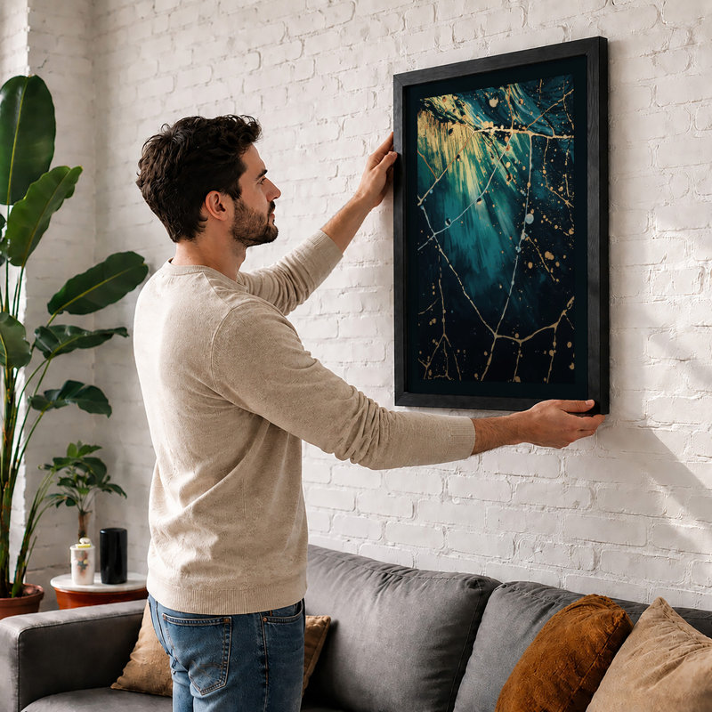 Fragmented Earth Abstract - Framed Print, A1 - 84.1 x 59.4 cm, White