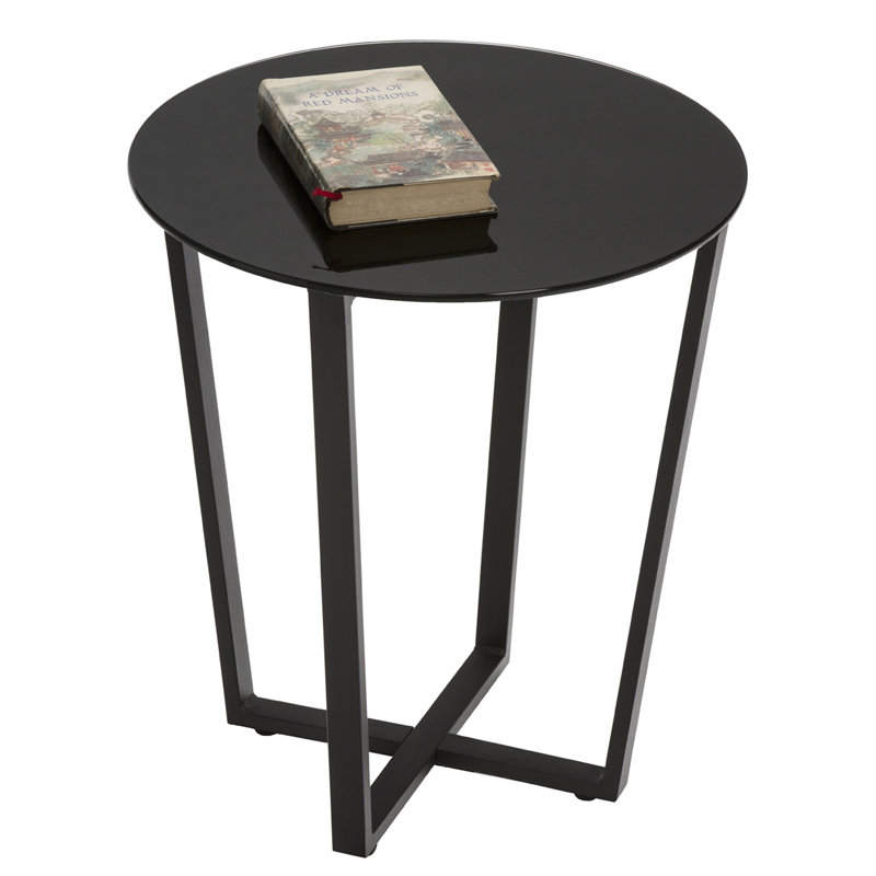 Lexy Glass Top End Table, Black