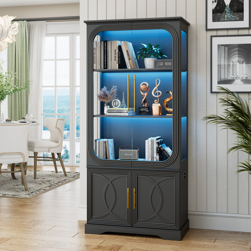 Modern Display Cabinet With Smart Lighting, Black