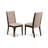 3 Piece Kitchen Table Set Contains a Round Dining Room Table with Pedestal and 2 Light Tan Linen Fabric Parson Dining Chairs, Mahogany-2096109420-2096109419-2096109418