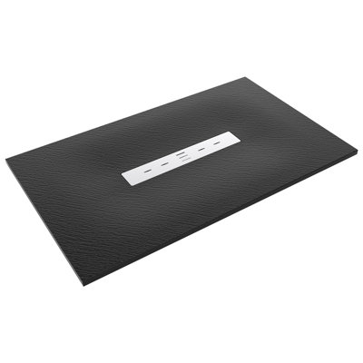 59 in. x 35 in. Barrier-Free Shower Base in Black with Center Drain, SMC Construction, Slip-Resistant, & ADA Compliant