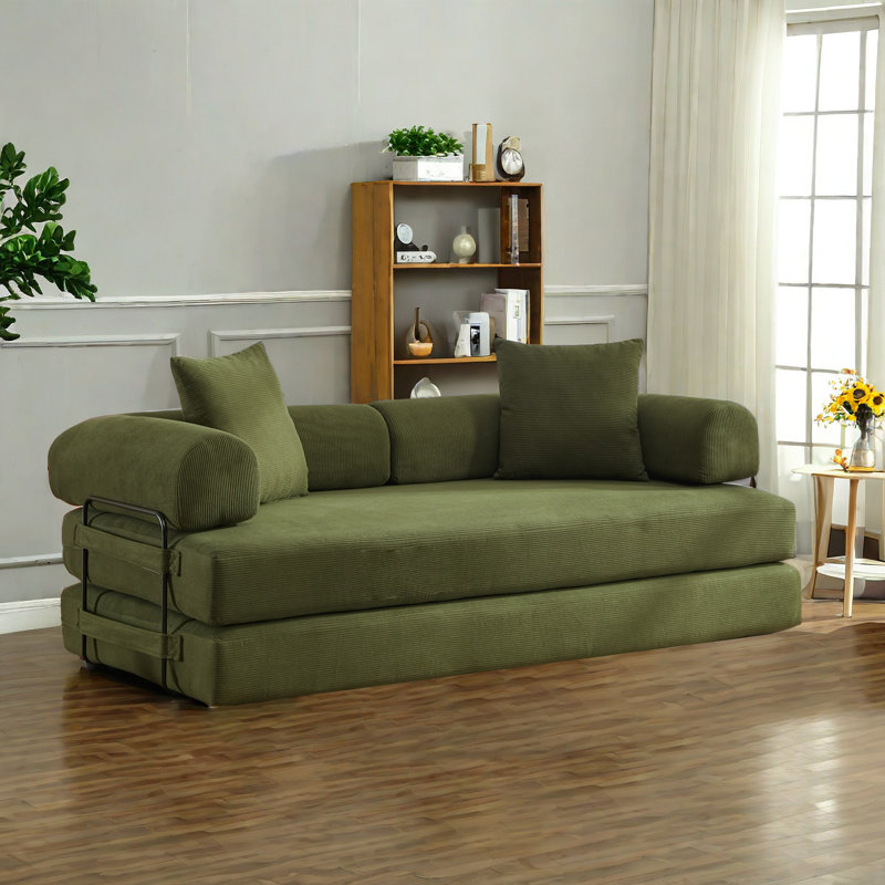 Canapé-lit pliable de 78,5 po, canapé-lit 4 en 1 pour trois personnes, très grand salon et solution de sommeil, Vert