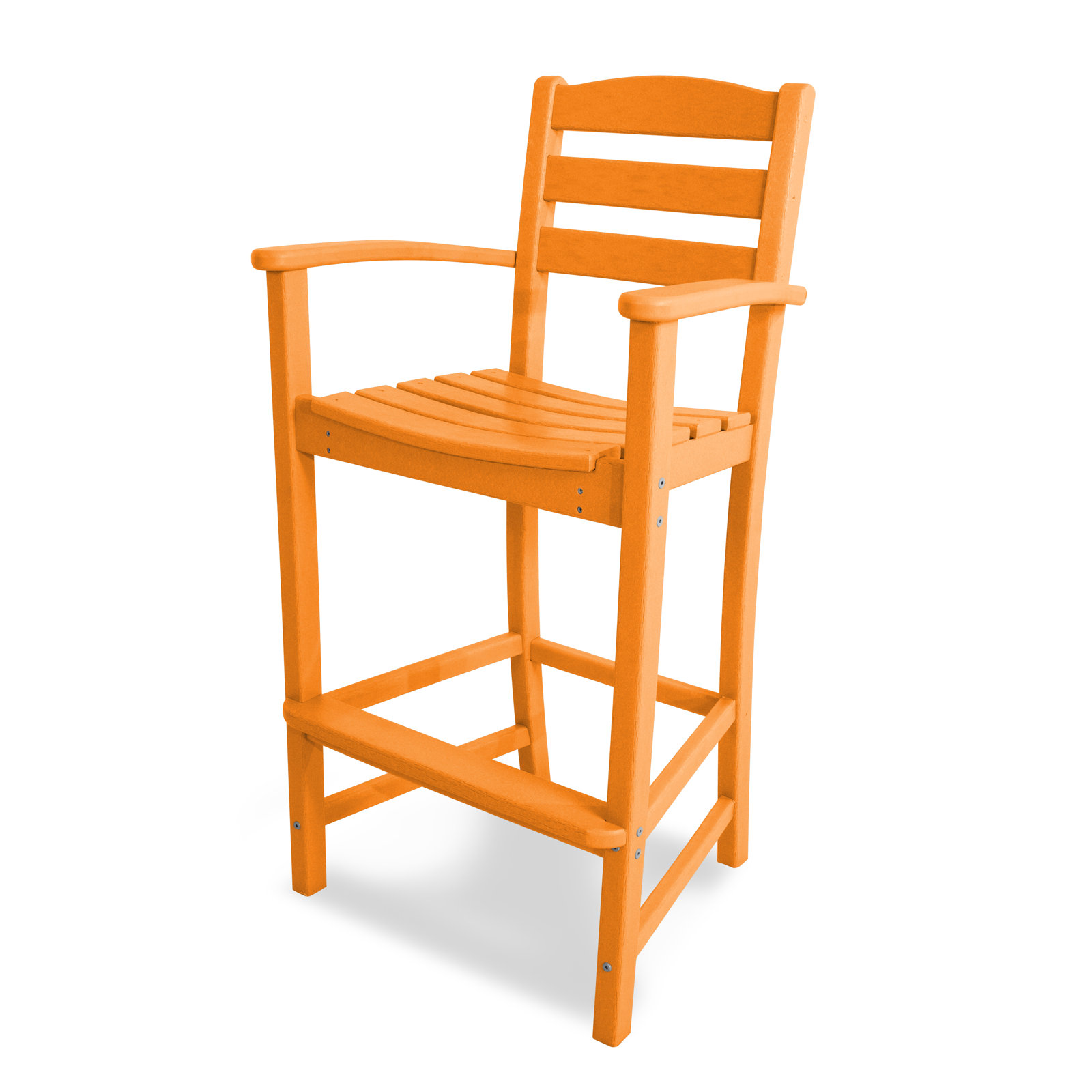 POLYWOOD® La Casa Café Arm Patio Bar Stool, Orange, Bar Stool (30.13" Seat Height)