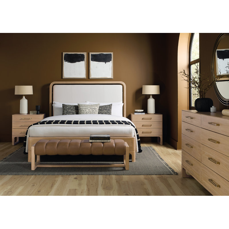 Banyon Bay Leather Bench, Cream