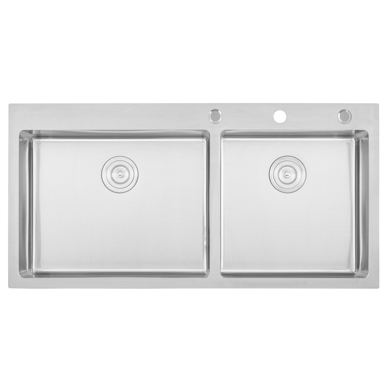 CozyBlock 42.87'' L Double Bowl Stainless Steel Kitchen Sink