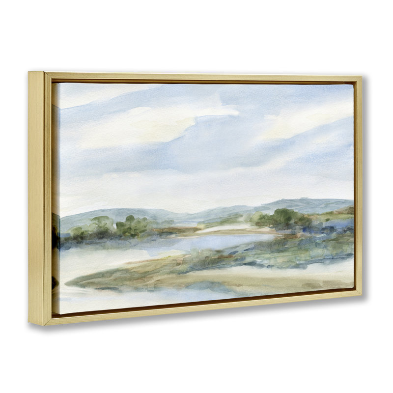 River Bend, paysage abstrait, Cadre flottant gris lustré, H 17 po x l 25 po