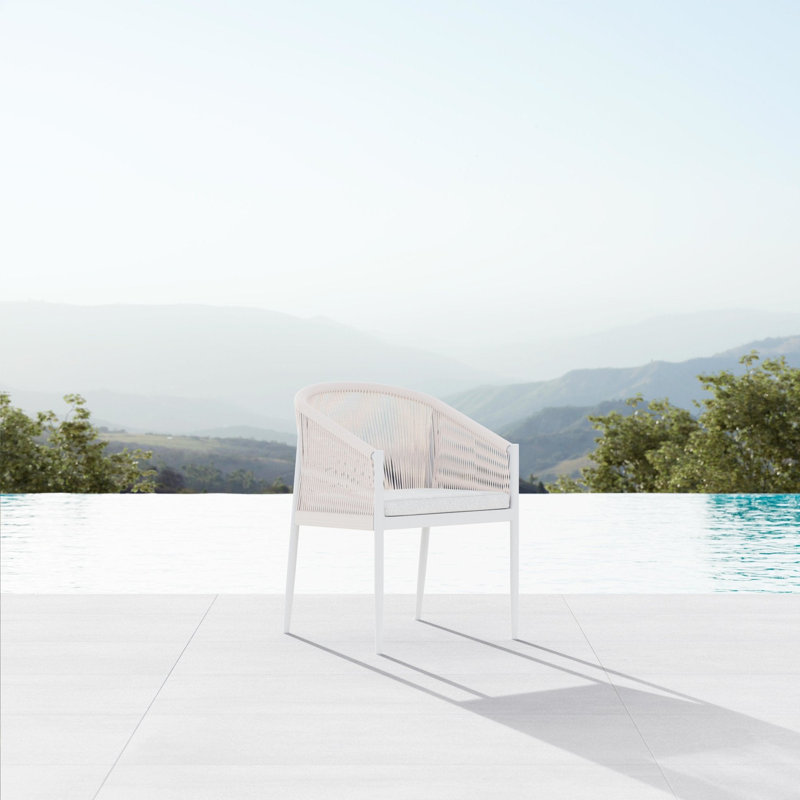 Catalina Armchair with Cushion, Matte White Frame/Sand Cushion
