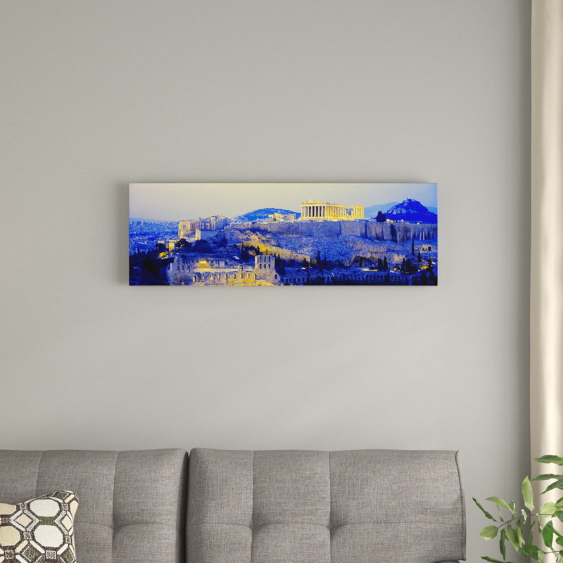«An Illuminated Acropolis at Dusk, Athens, Grèce», reproduction de photo sur toile, H 20 po x l 60 po x P 1,5 po