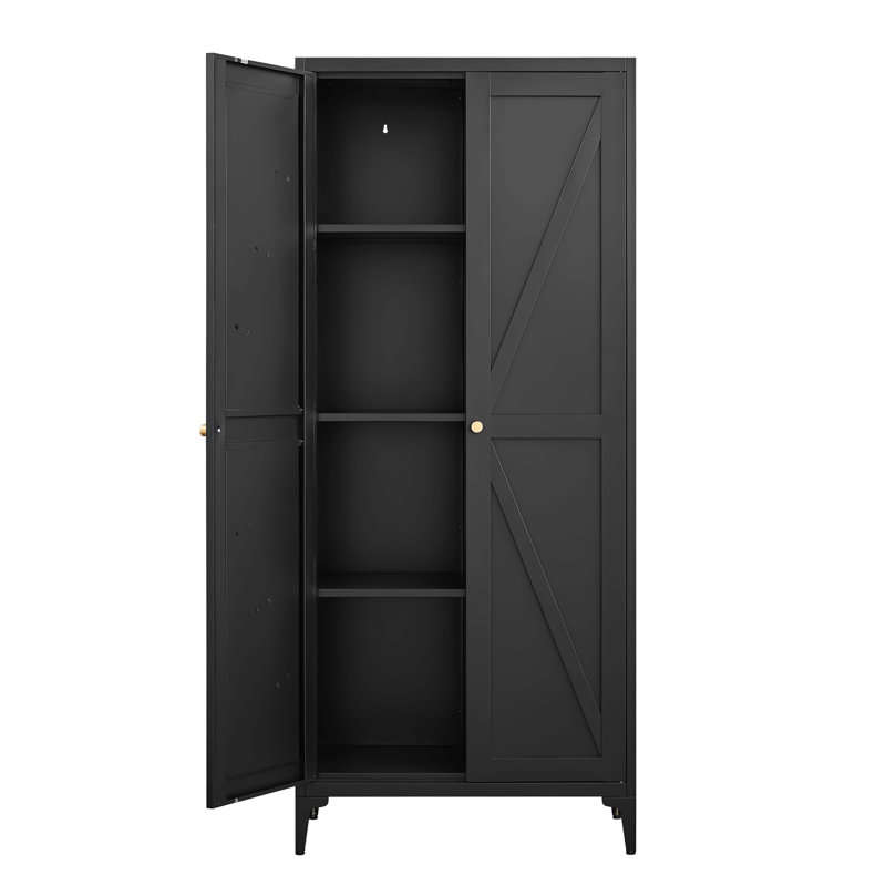 Armoire de rangement réglable en métal à 2 portes, Noir
