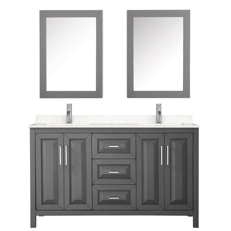 Daria 60'' W Double Vanity, Dark Gray, Polished Chrome