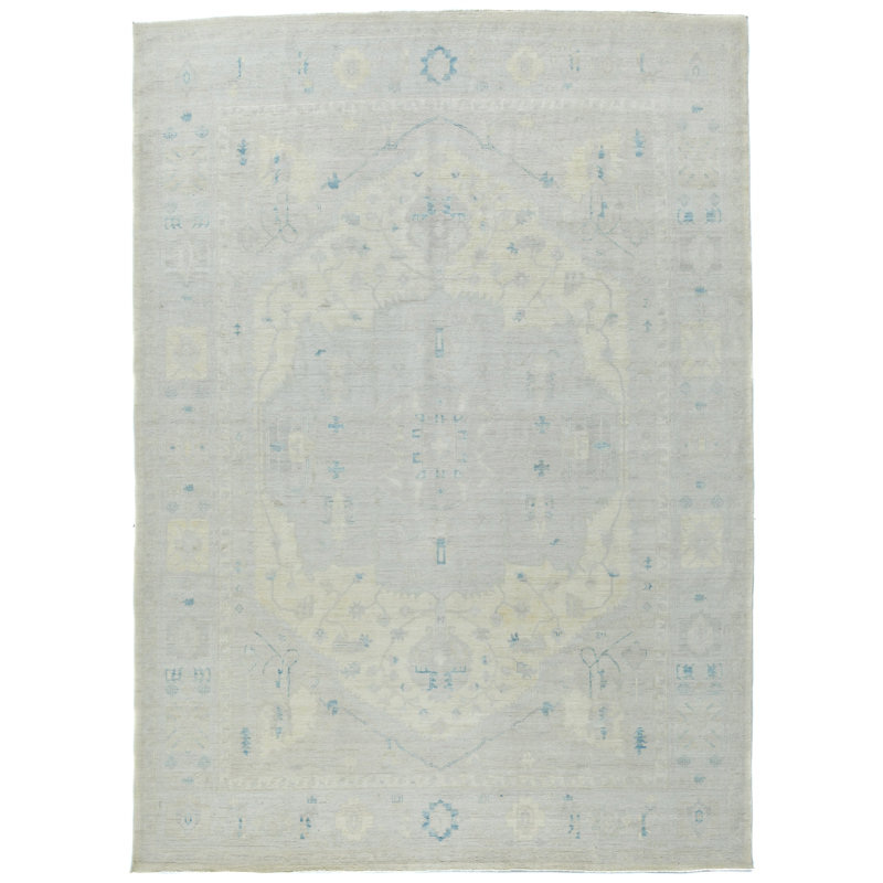 Tapis oriental unique de style transitionnel Oushak beige 10 x 14 One-of-a-Kind