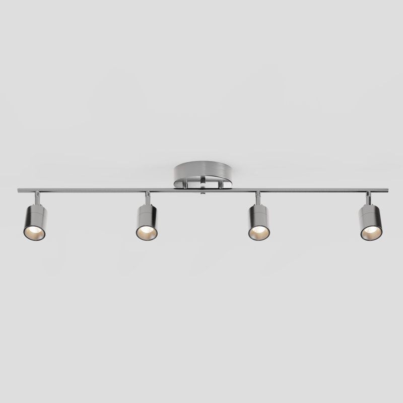 Shura 4-Light Integrated LED Track Light w/ Rotatable Heads, 3 ft. Track Lighting Kit, 3000k, 2240 Lumen, Brushed Nickel