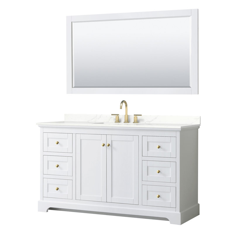 Avery 60'' White Single Bathroom Vanity with Marble Top