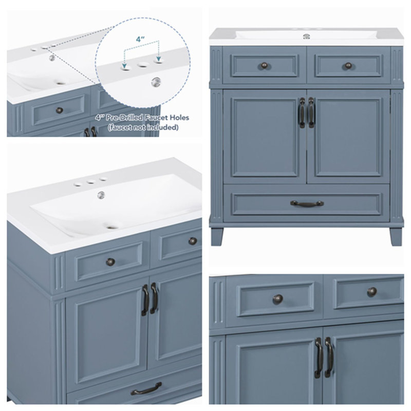 Regelindis 30.02'' Single Bathroom Vanity with Resin Top