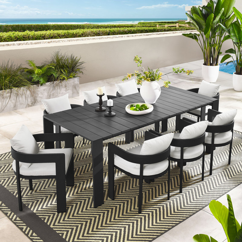Tahoe 9-Piece Outdoor Patio Aluminum Dining Set, White