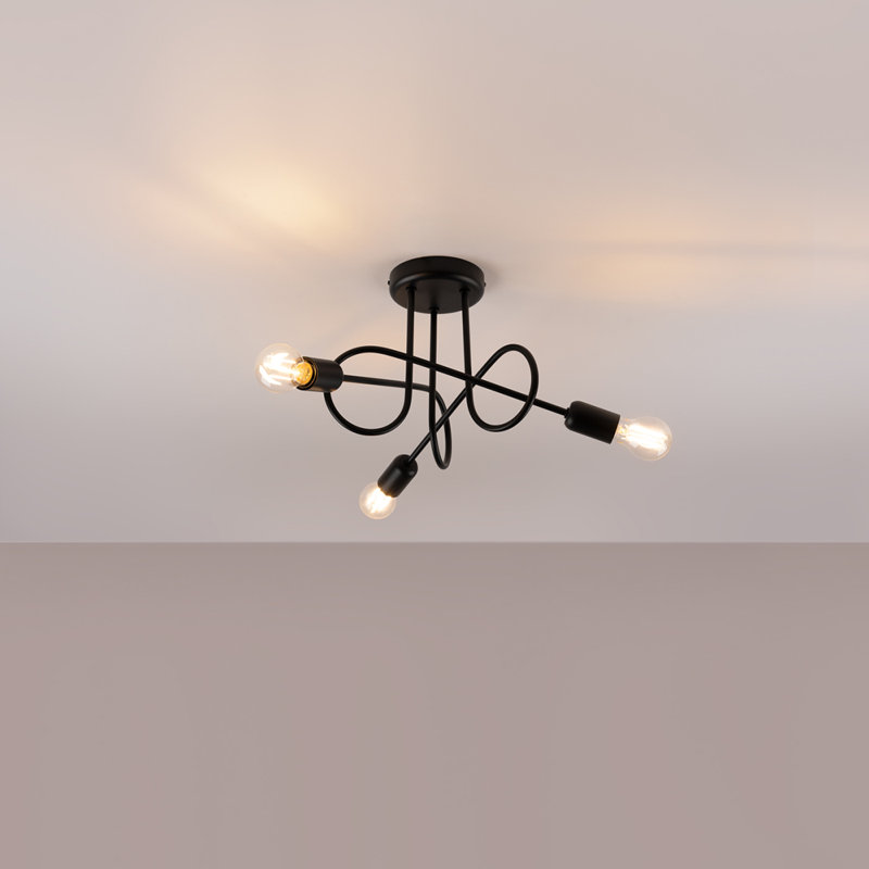 Abyad Chandelier, Black, 3 Lights, 35cm H x 45cm W x 45cm D
