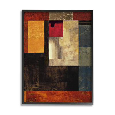 " Rich Red Geometric Squares " by Chris Donovan