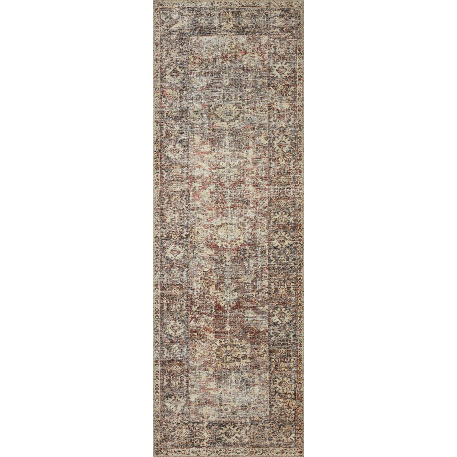 Georgie Oriental Bordeaux/Antique Area Rug, Runner 2'6" x 7'6"