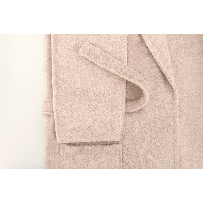 Peignoir 100% coton mi-mollet avec poches, P / M, Rose