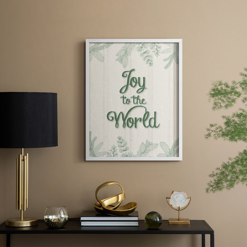 Joy to the World Framed Print - Solid Wood, 30" H x 24" W, White
