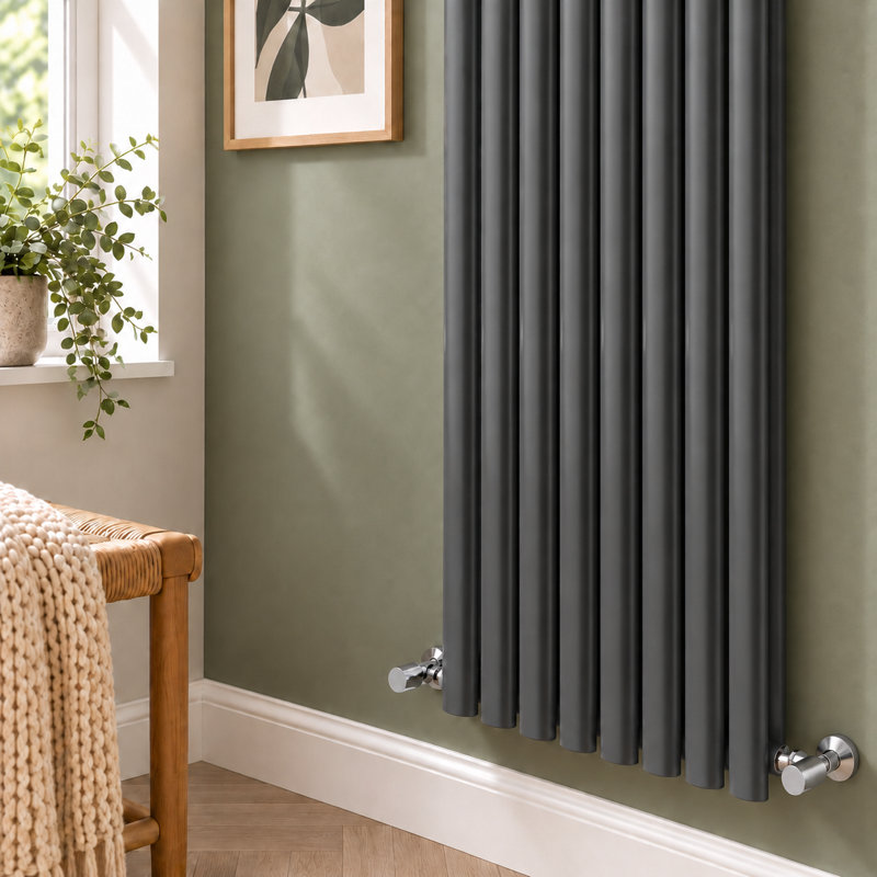 Vertical Flat Panel Radiators, 1200mm H x 472mm W, Grey