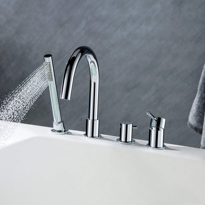 Circular Deck Tub Filler with Diverter, Chrome