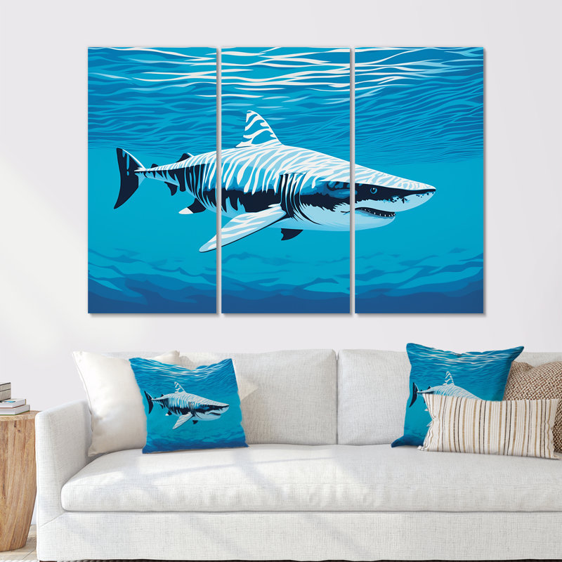 «Tiger Shark Territory - Shark», ensemble de reproduction d'art mural, H 32 po x l 48 po