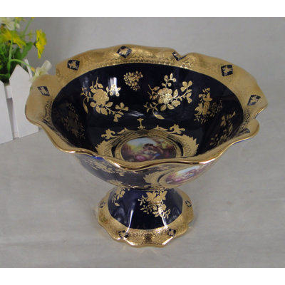Bol décoratif en compote de style campagnard limoges