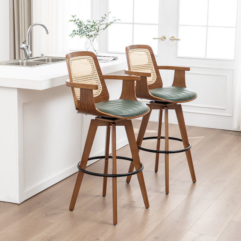 Tabouret de comptoir pivotant Clero, Vert, Tabouret de bar (siège d'une hauteur de 30 po)