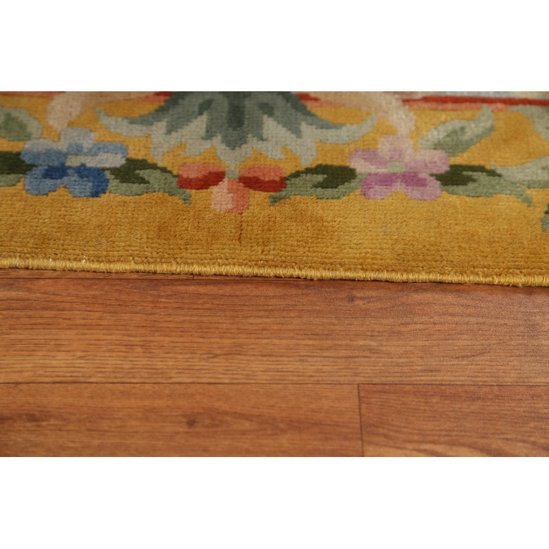 Tapis vintage rétro Art Deco Nichols noué à la main 8 x 11