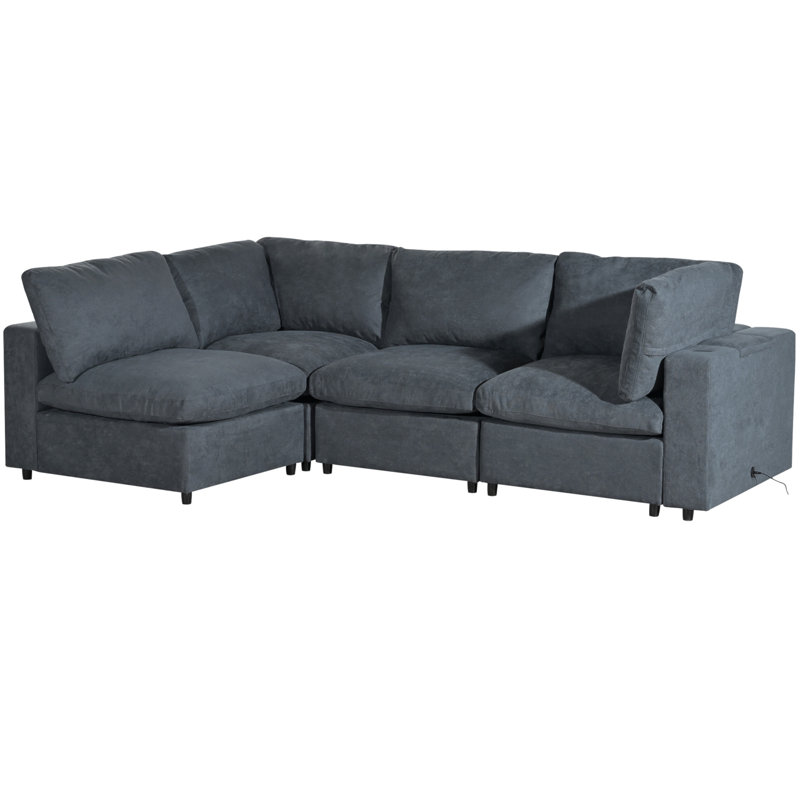 Upholstered Modular Sofa With USB Charge Ports