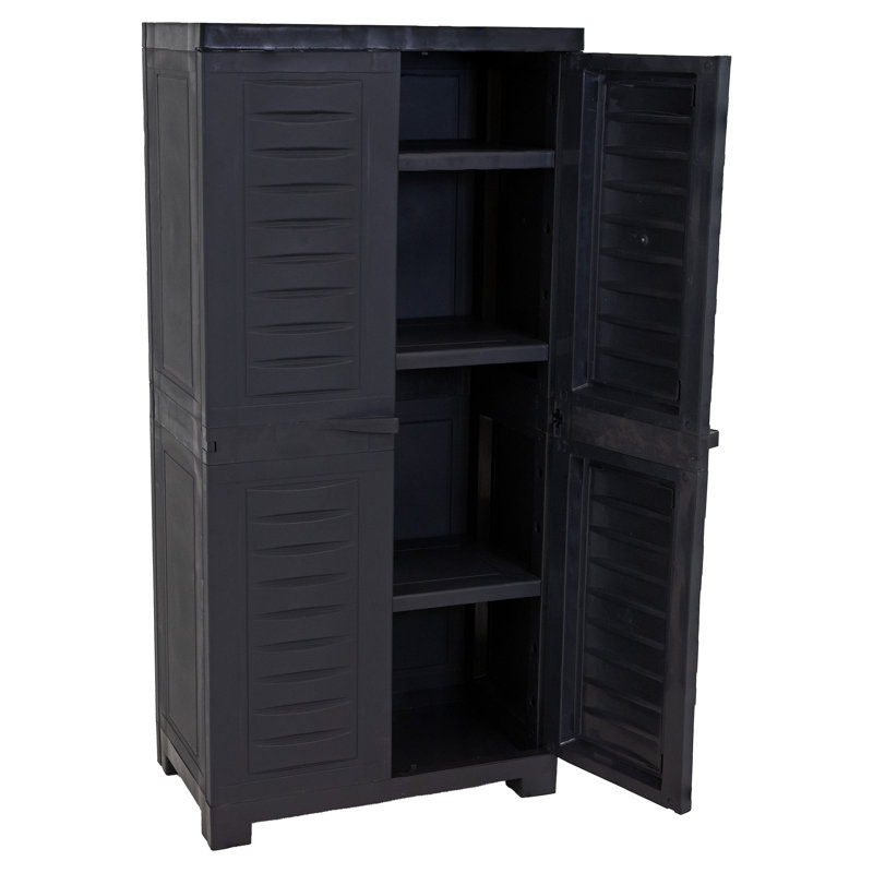 Lockable Storage Cabinet with 3 Adjustable Shelves - Gray - 48 in (1.2 m), Charcoal/White Trim