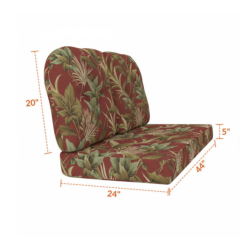 Coussin de remplacement pour causeuse d'extérieur Sunbrella, Tiki cramoisi floral