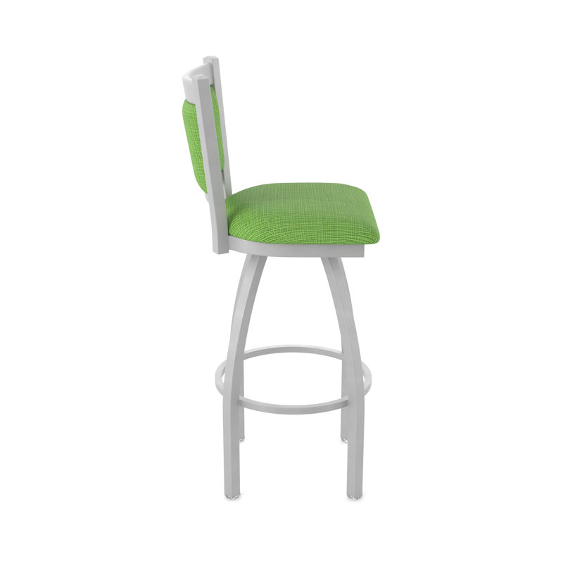 Tabouret pivotant Hadleigh, Tissu - perroquet graphique, Nickel anodisé, Tabouret de bar (siège d’une hauteur de 30 po)