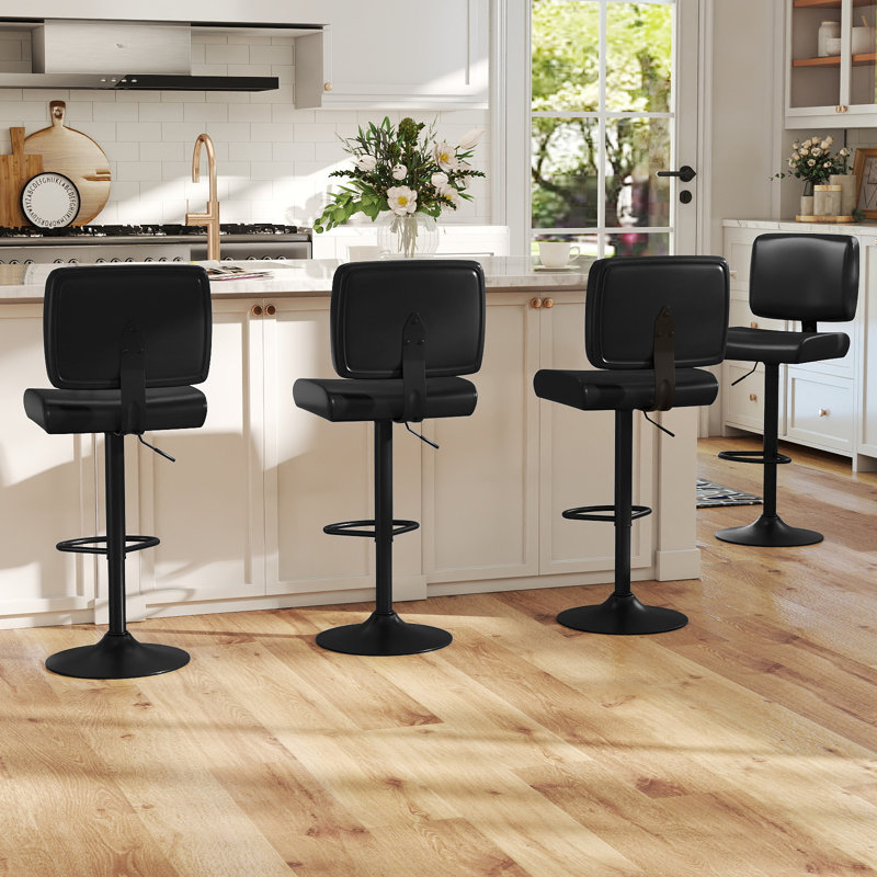 Swivel Upholstered Adjustable Height Bar Stool